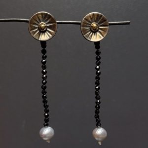 Ohrhänger Silber und Gold Perlen und Spinell